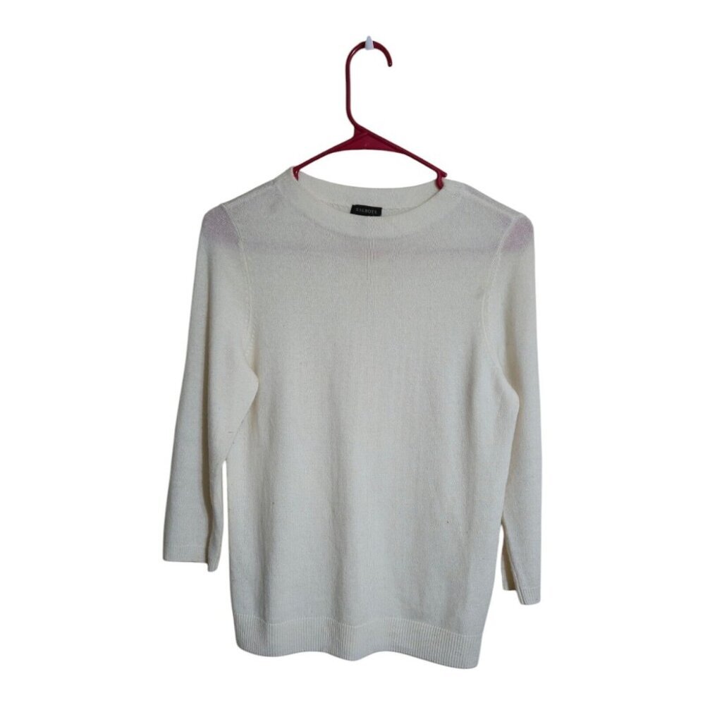 Talbots Sweater Women S Cream Pure Cashmere Minimalist Preppy Career Grandmacore